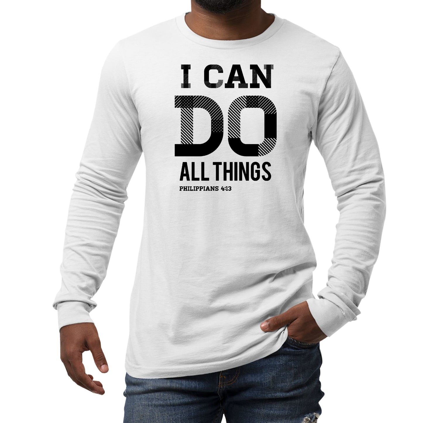 Mens Long Sleeve Graphic T-shirt - i Can Do All Things Philippians 4: