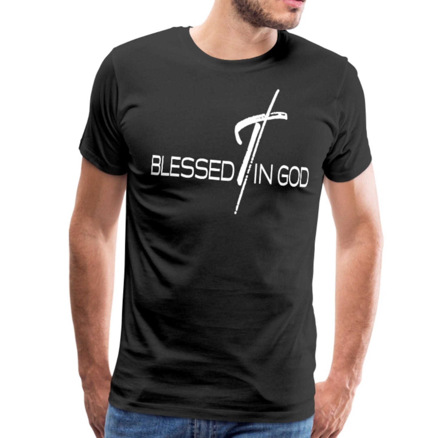 Blessed In God Graphic Text Mens T-Shirt